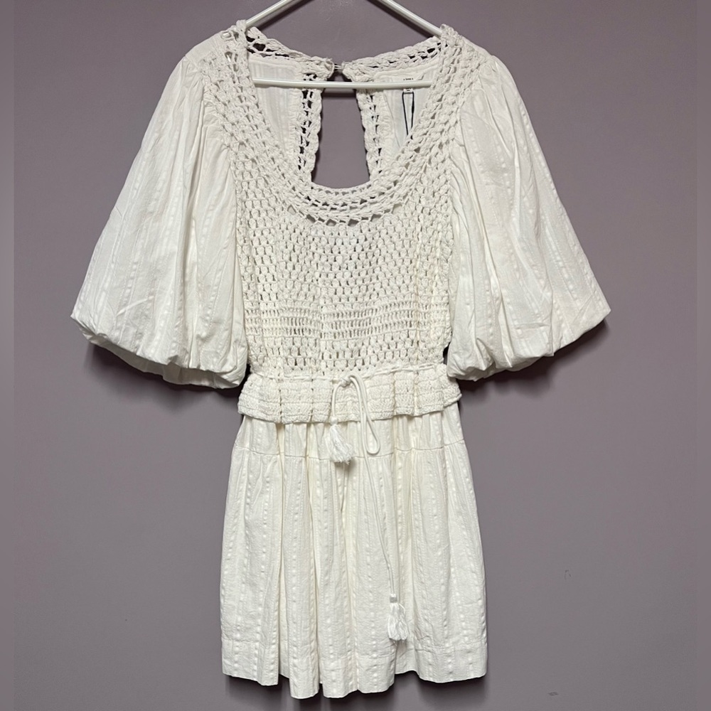 NWT Anthropologie A LOVES A Crochet DRESS Puff SLEEvES